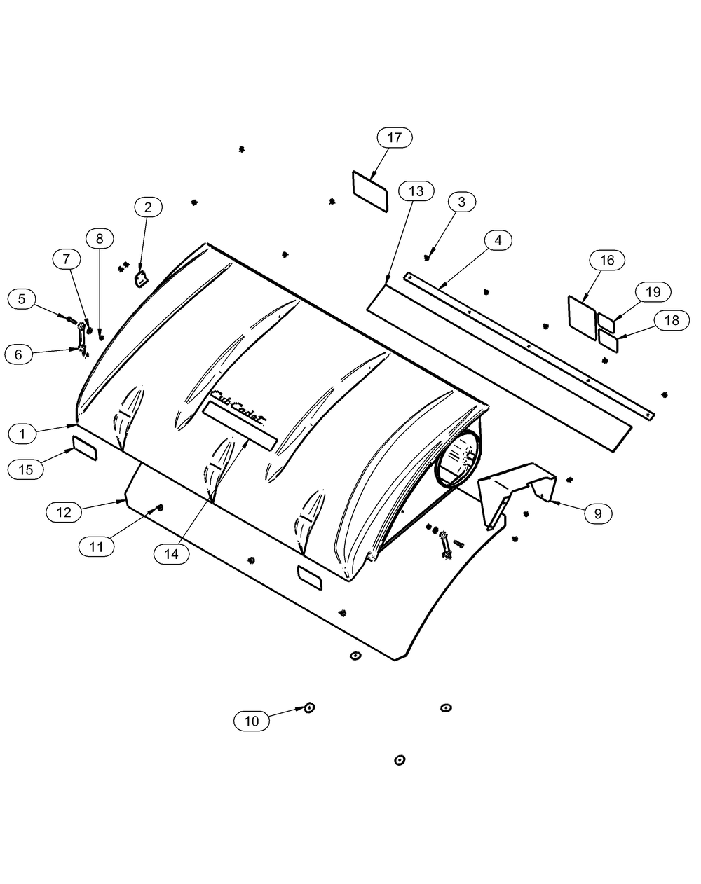 Top Assembly Diagram and Parts List for 59A30033 150 Cub Cadet Lawn Tractor